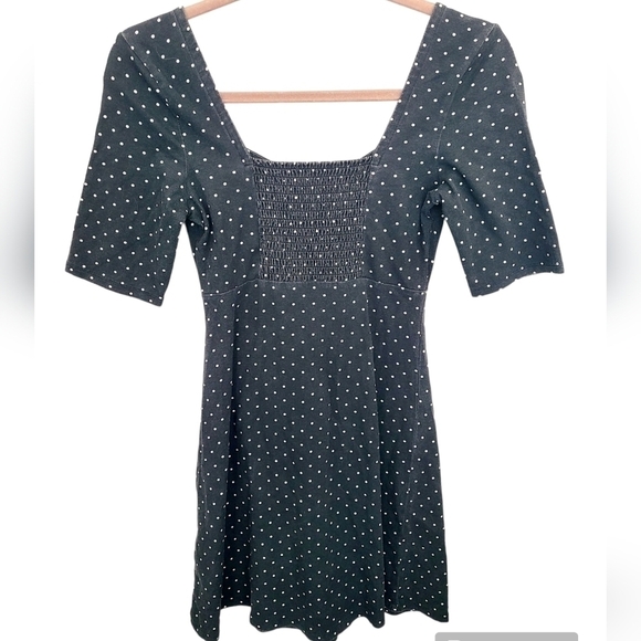 ABERCROMBIE AND FITCH Black Polka Dot Short Sleeve Mini Dress Size XS - Picture 3 of 9